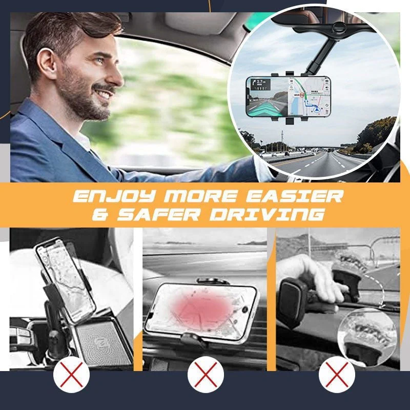 360° Rotating Car Rearview Mirror Phone Holder - Image 7