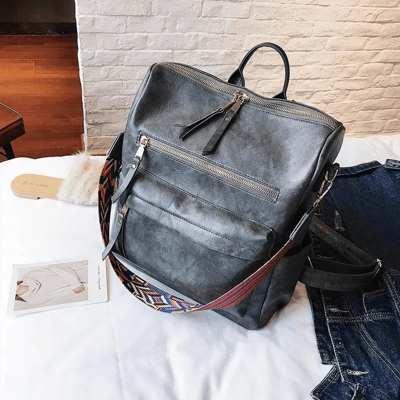 Vintage PU Leather Backpack - Image 6
